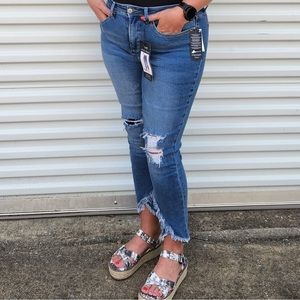 Royalty high rise vintage stretch tulip design ankle jean